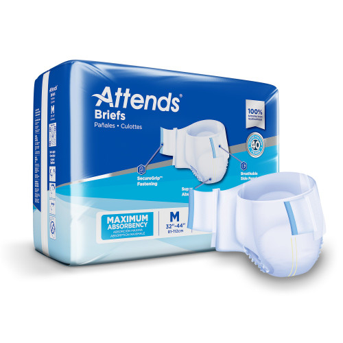 Attends Incontinence Brief Adult Medium Unisex Disposable Heavy Absorbency, DDA20, Case of 96