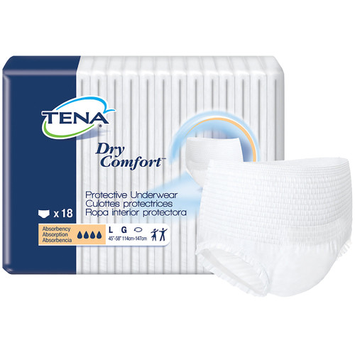 TENA Dry Comfort Absorbent Underwear Pull On with Tear Away Seams Adult Large Unisex Disposable Moderate Absorbency, 72423, Case of 72