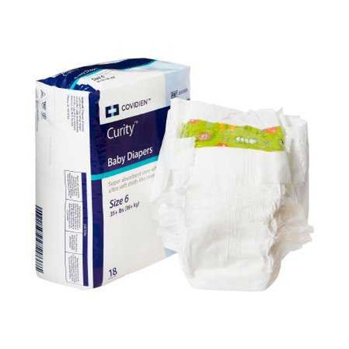 Baby Diaper Curity Tab Closure Size 6 Disposable Heavy Absorbency 80058A Bag/18 80058A KENDALL HEALTHCARE PROD INC. 724687_BG
