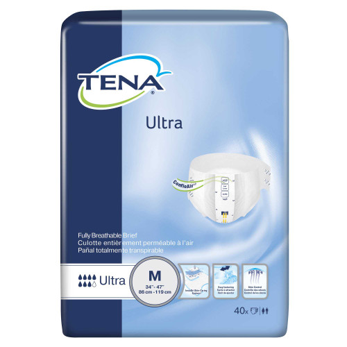 Adult Incontinent Brief TENA Ultra Tab Closure Medium Disposable Heavy Absorbency 67200 Pack/40 67200 SCA PERSONAL CARE 339179_BG