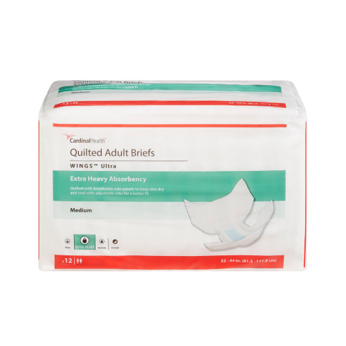 Wings Ultra Incontinence Brief Adult Medium Unisex Disposable Heavy Absorbency, 77073, Case of 96