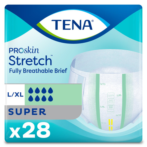TENA ProSkin Stretch Super Incontinence Brief Adult Large / X-Large Unisex Disposable Heavy Absorbency, 67903, Bag of 1