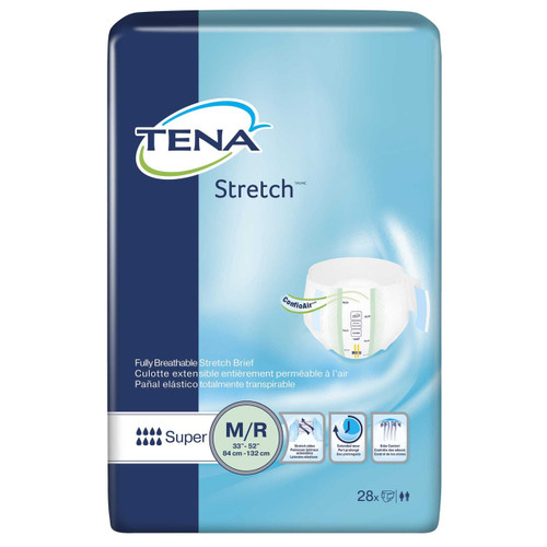 Adult Incontinent Brief TENA Stretch Super Tab Closure Medium Disposable Heavy Absorbency 67902 Bag/1 67902 SCA PERSONAL CARE 670604_BG