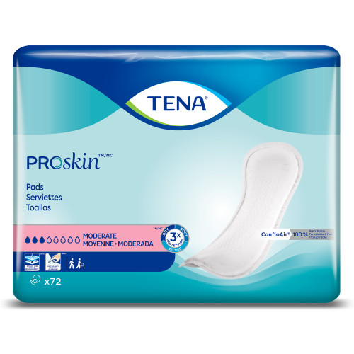 TENA ProSkin Moderate Bladder Control Pad 11 Inch Length Moderate Absorbency Dry-Fast Core One Size Fits Most, 41309, Case of 216