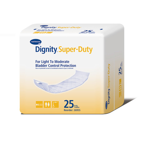Dignity Super-Duty Incontinence Liner 4 X 12 Inch Moderate Absorbency Polymer Core One Size Fits Most, 26955, Bag of 25