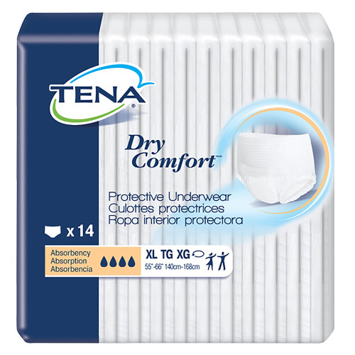 TENA Dry Comfort Absorbent Underwear Pull On with Tear Away Seams Adult X-Large Unisex Disposable Moderate Absorbency, 72424, Pack of 14