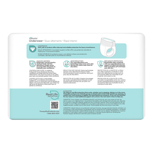 Tranquility Essential Absorbent Underwear Pull On with Tear Away Seams Adult Small Unisex Disposable Heavy Absorbency, 2604, Bag of 22