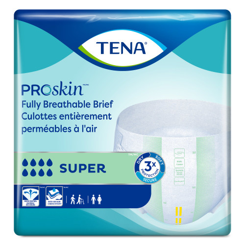 TENA ProSkin Super Incontinence Brief Adult X-Large Unisex Disposable Heavy Absorbency, 68011, Bag of 15