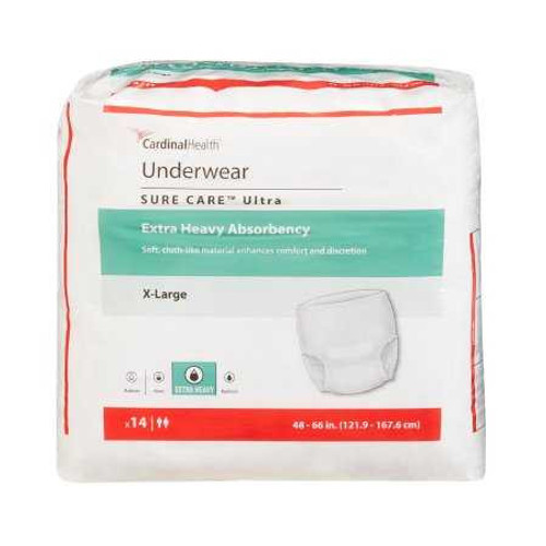 Adult Absorbent Underwear Sure Care Pull On X-Large Disposable Heavy Absorbency 1455 Case/56 1455 KENDALL HEALTHCARE PROD INC. 959987_CS