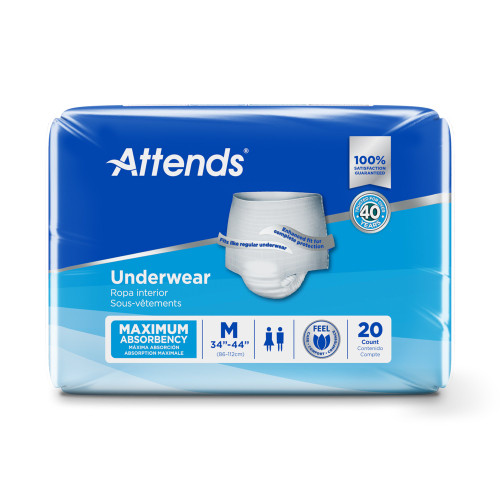 Attends Absorbent Underwear Pull On with Tear Away Seams Adult Medium Unisex Disposable Heavy Absorbency, AP0720100, Case of 100