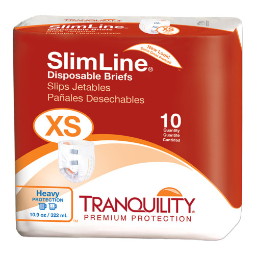 Tranquility Slimline Incontinence Brief Adult X-Small Unisex Disposable Heavy Absorbency, 2166, Case of 100