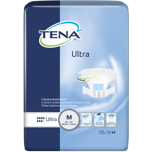 TENA Ultra Incontinence Brief Adult Medium Unisex Disposable Heavy Absorbency, 67252, Case of 8