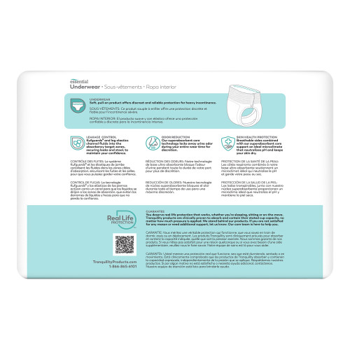 Tranquility Essential Absorbent Underwear Pull On with Tear Away Seams Adult X-Small Unisex Disposable Heavy Absorbency, 2603, Case of 96