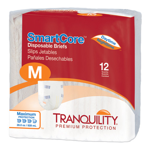 Tranquility SmartCore Incontinence Brief Adult Medium Unisex Disposable Heavy Absorbency, 2312, Case of 96