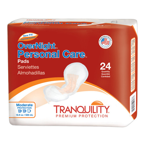 Tranquility Personal Care Bladder Control Pad 7-1/2 X 16-1/2 Inch Heavy Absorbency Super Absorbent Core One Size Fits Most, 2382, Bag of 24
