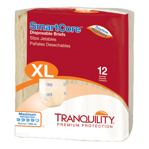 Tranquility SmartCore Incontinence Brief Adult X-Large Unisex Disposable Heavy Absorbency, 2314, Case of 72
