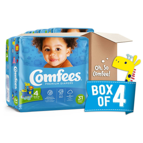 Baby Diaper Comfees Tab Closure Size 4 Disposable Moderate Absorbency 41540 Case/124 41540 ATTENDS HEALTHCARE PRODUCTS 907033_CS