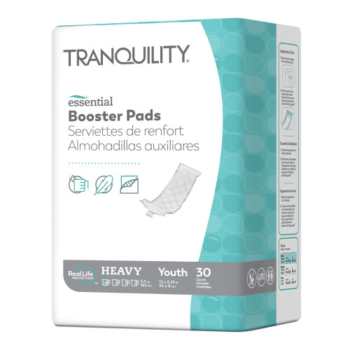 Tranquility Essential Booster Pad 3-1/2 X 12 Inch Heavy Absorbency Super Absorbent Core One Size Fits Most, 2770, Bag of 30
