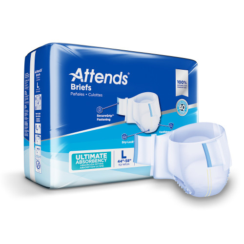 Attends Advanced Incontinence Brief Adult Large Unisex Disposable Heavy Absorbency, DDC30, Case of 72