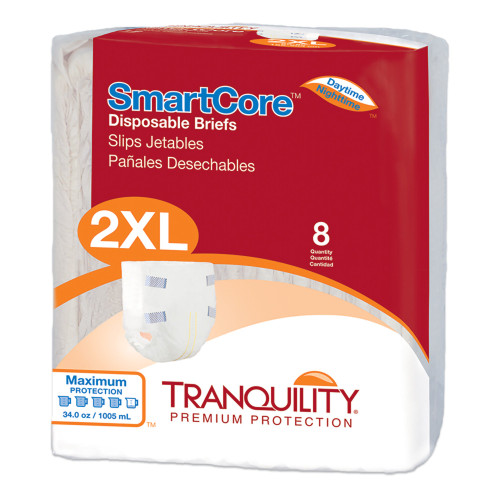 Tranquility SmartCore Incontinence Brief Adult 2X-Large Unisex Disposable Heavy Absorbency, 2315, Pack of 8