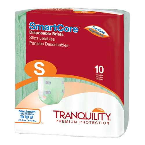 Tranquility SmartCore Incontinence Brief Adult Small Unisex Disposable Heavy Absorbency, 2311, Case of 100