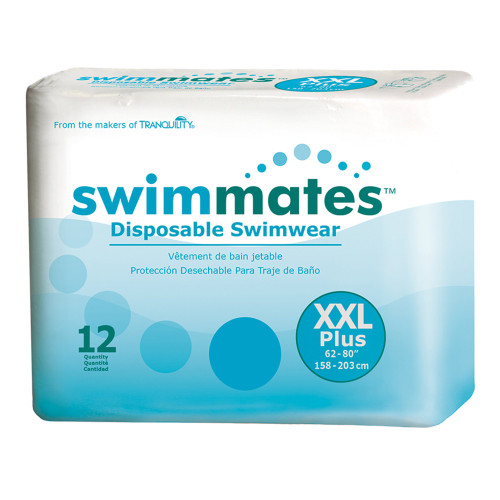 Swimmates Bowel Containment Swim Brief Pull On with Tear Away Seams Adult 2X-Large Unisex Disposable Moderate Absorbency, 2848, Bag of 12