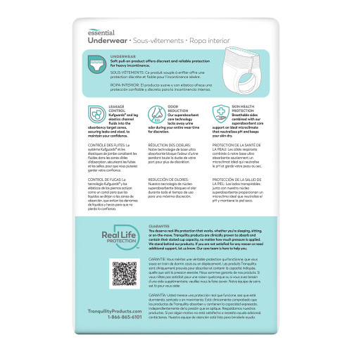 Tranquility Essential Unisex Youth Absorbent Underwear Pull On with Tear Away Seams Medium Disposable Heavy Absorbency, 2602, Bag of 12