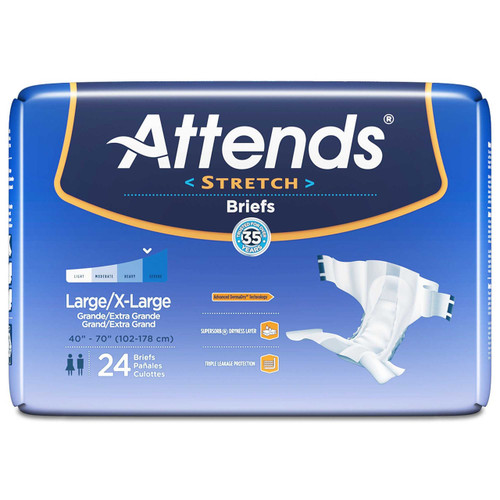 Adult Incontinent Brief Attends Tab Closure Large / X-Large Disposable Moderate Absorbency DDSLXL BG/24 DDSLXL ATTENDS HEALTHCARE PRODUCTS 981738_BG
