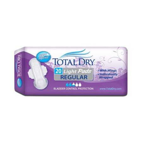 Bladder Control Pad TotalDry 11 Inch Length Moderate Absorbency Polymer Female Disposable SP1560 BG/20 SP1560 SECURE PERSONAL CARE PRODUCTS 975703_BG