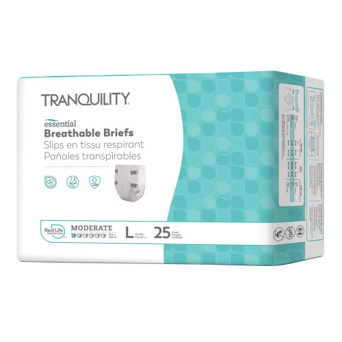 Tranquility Essential Incontinence Brief Adult Large Unisex Disposable Moderate Absorbency, 2966-100, Case of 100