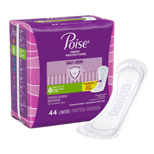 Poise Fresh Protection Bladder Control Pad 8-1/2 Inch Length Light Absorbency Sodium Polyacrylate Core One Size Fits Most, 19304, Pack of 44