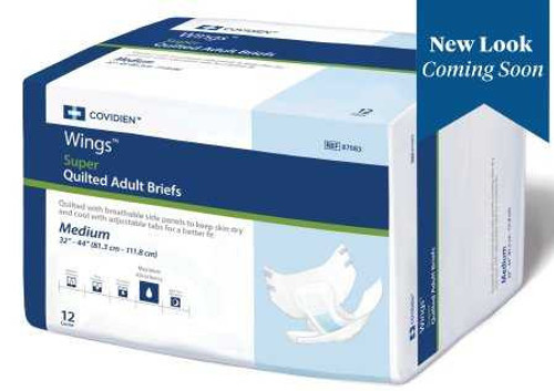 Adult Incontinent Brief Wings Super Tab Closure Medium Disposable Heavy Absorbency 87083 Case/96 87083 KENDALL HEALTHCARE PROD INC. 960583_CS