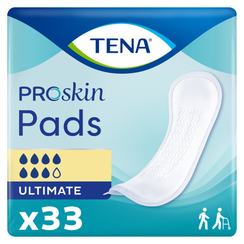 TENA ProSkin Ultimate Bladder Control Pad 16 Inch Length Heavy Absorbency Dry-Fast Core One Size Fits Most, 47709, Bag of 33