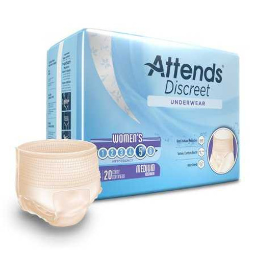 Adult Absorbent Underwear Attends Discreet Pull On Medium Disposable Moderate Absorbency ADUF20 Case/80 ADUF20 ATTENDS HEALTHCARE PRODUCTS 1039110_CS
