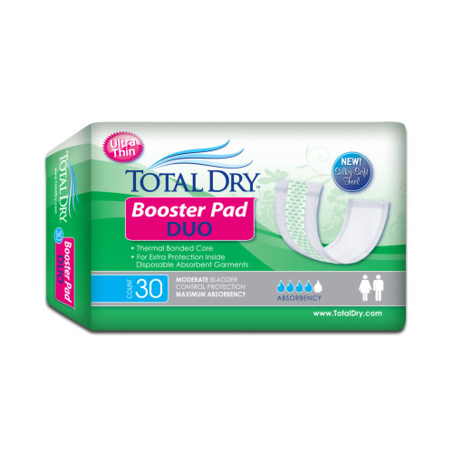 TotalDry Booster Pad Duo Booster Pad 12 Inch Length Heavy Absorbency SecureLoc Core One Size Fits Most, BH98102, Case of 180