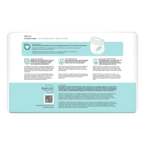 Tranquility Essential Absorbent Underwear Pull On with Tear Away Seams Adult Medium Unisex Disposable Moderate Absorbency, 2975-100, Bag of 25