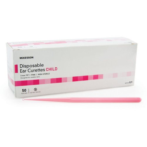 McKesson Ear Curette Child Handle with Grooves, 3 mm Round Tip, NonSterile, 50 per Box, Box of 1