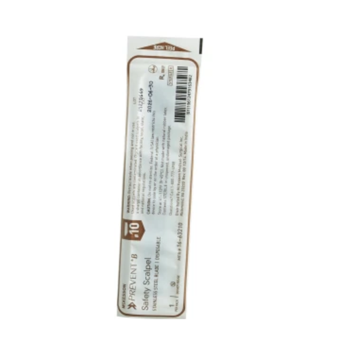 Safety Scalpel McKesson Prevent B No. 10 Stainless Steel / Plastic Sensory Grip Handle Sterile Disposable 16-63210 Pack of 1 (635559_PK)