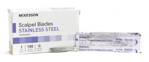 Surgical Blade McKesson Stainless Steel No. 10 Sterile Disposable Individually Wrapped 16-63610 Box of 100