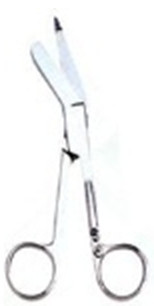 Bandage Scissors One Time 5-1/2 Inch Length Floor Grade Nickel Plated Steel NonSterile Finger Ring Handle Angled Blunt Tip / Blunt Tip 56326 Pack of 1