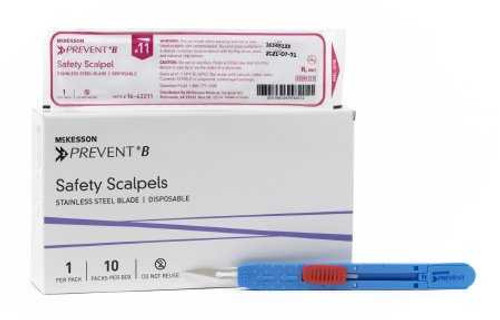 McKesson Prevent B Safety Scalpel Size 11 Stainless Steel / Plastic Plastic Sterile Disposable 16-63211 Pack/1 16-63211 MCK BRAND 634757_PK