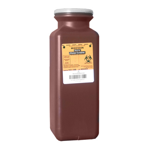 McKesson Sharps Container Red Base 10 H X 3-1/2 W X 3-1/2 D Inch Vertical Entry 0.425 Gallon, 101-185, Case of 20