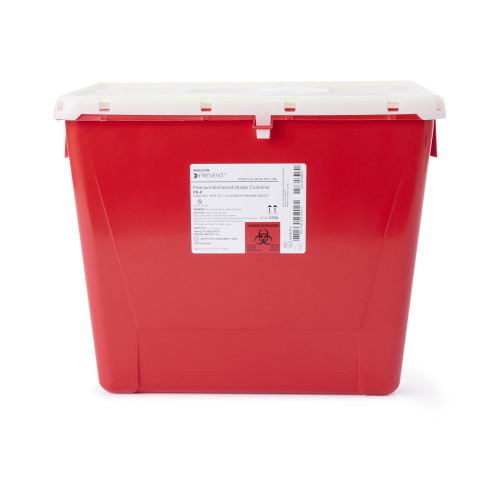 McKesson Prevent Sharps Container Red Base 13-1/2 H X 17-3/10 W X 13 L Inch Vertical Entry 8 Gallon, 2266, Pack of 1