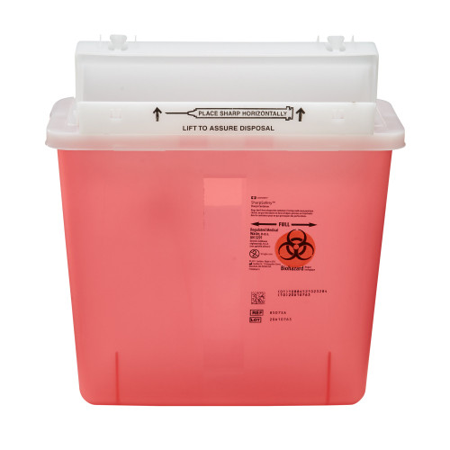 SharpStar In-Room Sharps Container Translucent Red Base 12-1/2 H X 5-1/2 D X 10-3/4 W Inch Horizontal Entry 1.25 Gallon, 8507SA, Case of 20