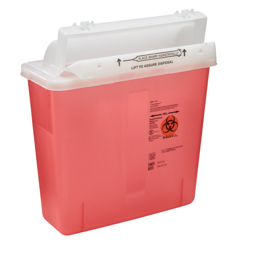 SharpStar In-Room Sharps Container Translucent Red Base 12-1/2 H X 5-1/2 D X 10-3/4 W Inch Horizontal Entry 1.25 Gallon, 8507SA, Case of 20