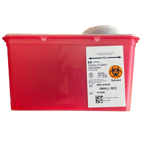 Monoject Sharps Container Red Base 7 H X 6-3/4 W X 10-1/2 D Inch Vertical Entry 1 Gallon, 8881676236, Pack of 1