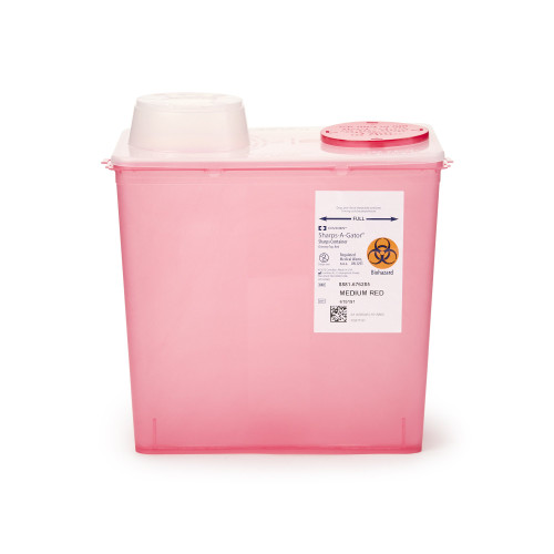 Monoject Sharps Container Red Base 10-9/10 H X 10-1/2 W X 6-3/4 D Inch Vertical Entry 2 Gallon, 8881676285, Pack of 1