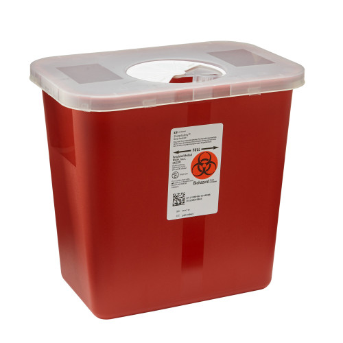 SharpSafety Sharps Container Red Base 10 H X 10-1/2 W X 7-1/4 D Inch Vertical Entry 2 Gallon, 8970, Case of 20