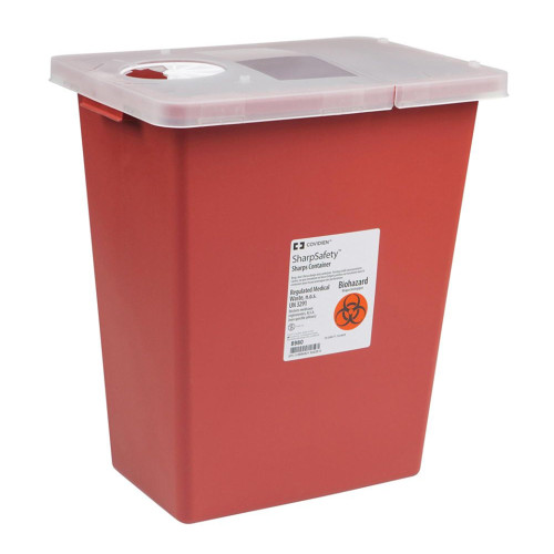 SharpSafety Sharps Container Red Base 17-1/2 H X 15-1/2 W X 11 D Inch Vertical Entry 8 Gallon, 8980-, Case of 10