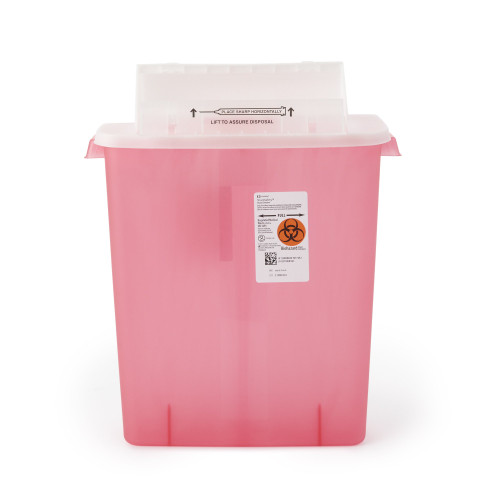 SharpStar In-Room Sharps Container Translucent Red Base 16-1/2 H X 13-3/4 W X 6 D Inch Horizontal Entry 3 Gallon, 8537SA, Case of 10